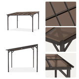 Outdoor Rectangle Wall Mounted Gazebo with Metal Frame Lean to Pergola Sunroom with Sloping Soft-Roof