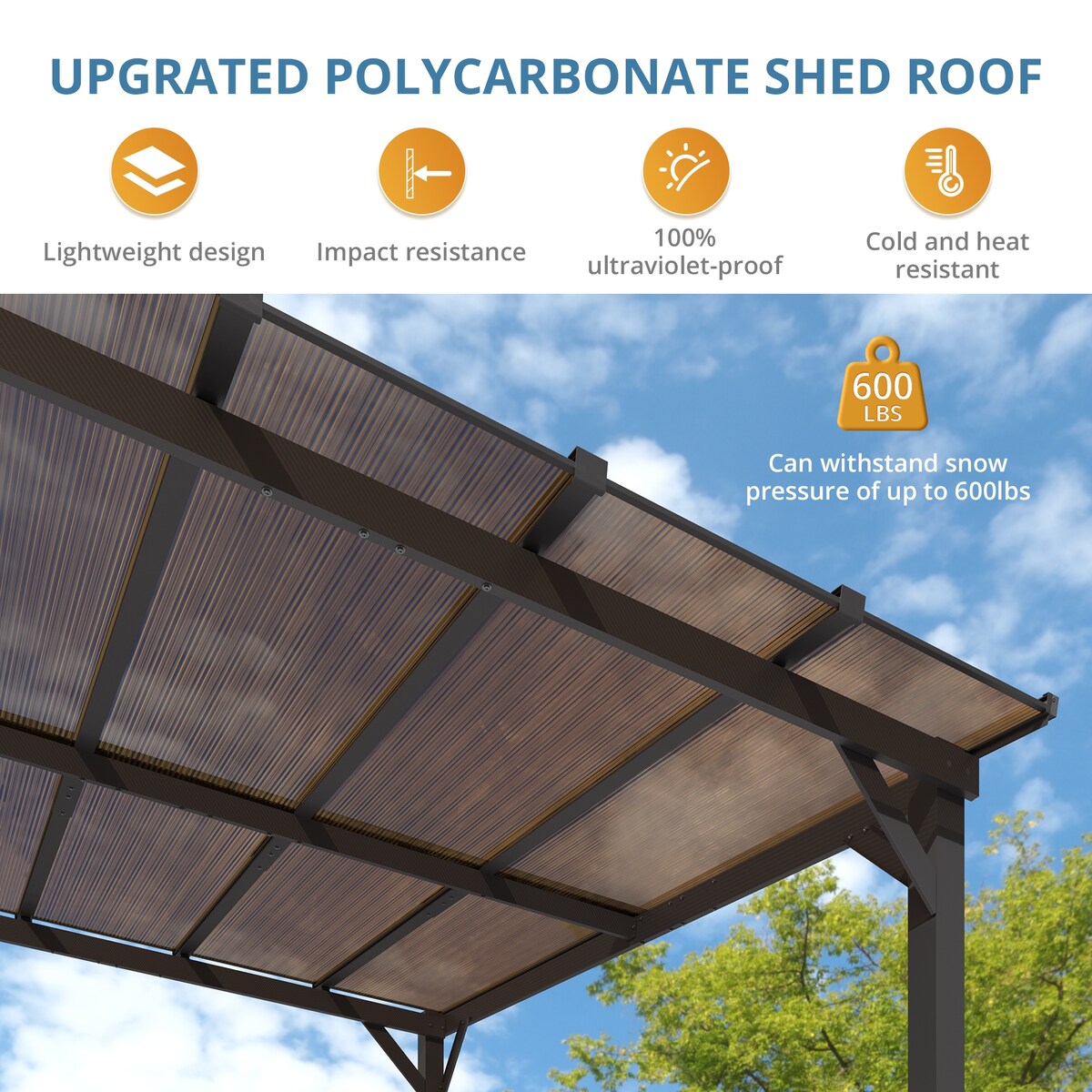 Outdoor Rectangle Wall Mounted Gazebo with Metal Frame Lean to Pergola Sunroom with Sloping Soft-Roof