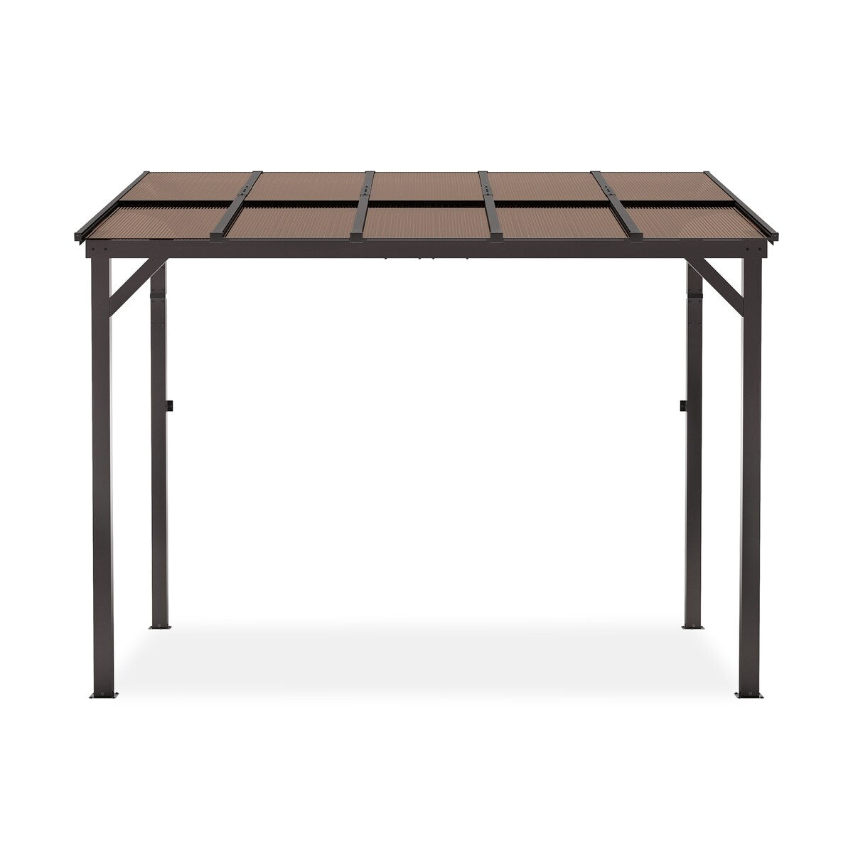 Outdoor Rectangle Wall Mounted Gazebo with Metal Frame Lean to Pergola Sunroom with Sloping Soft-Roof