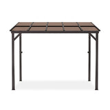 Outdoor Rectangle Wall Mounted Gazebo with Metal Frame Lean to Pergola Sunroom with Sloping Soft-Roof