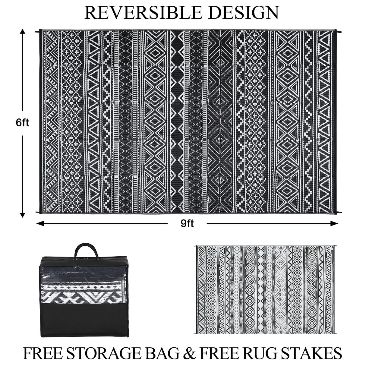Outdoor Reversible Patio Rug for Balcony