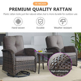 Outdoor Rocker Patio Chairs 360 ° Swivel with Ottoman