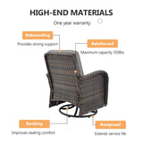 Outdoor Rocker Patio Chairs 360 ° Swivel with Ottoman