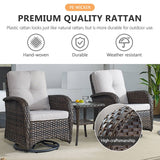 Outdoor Rocker Patio Chairs 360 ° Swivel with Ottoman