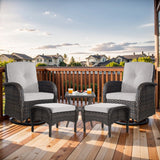 Outdoor Rocker Patio Chairs 360 ° Swivel with Ottoman