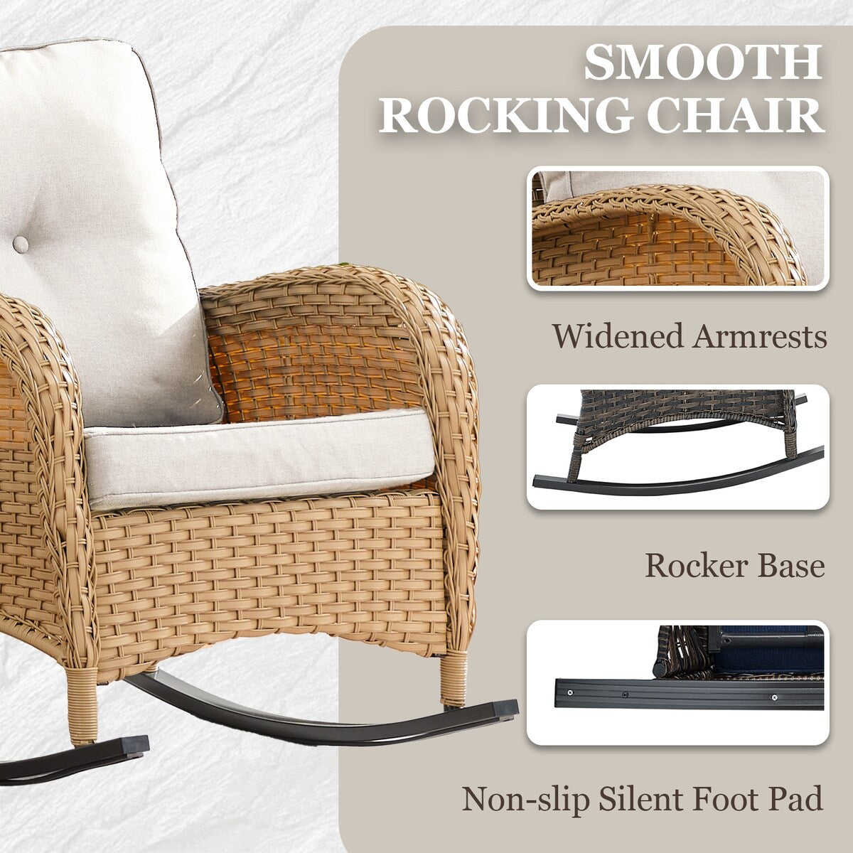 Outdoor Rocking Chairs Set of 3 - Yellow