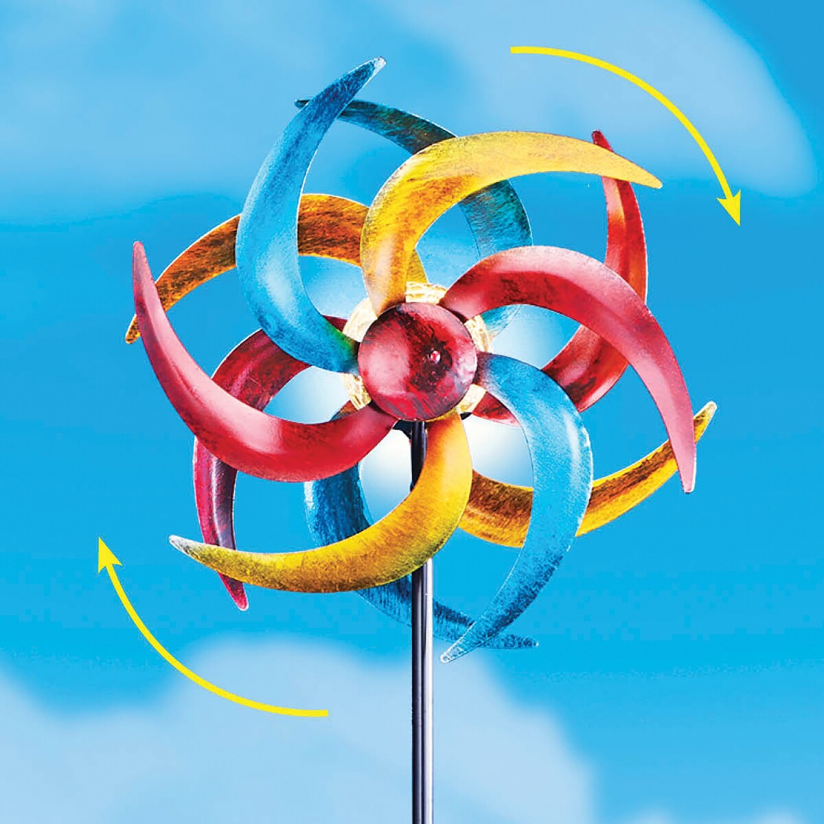 Outdoor Solar Double Wind Spinner Garden Stake - 9.12 x 35.87 x 5