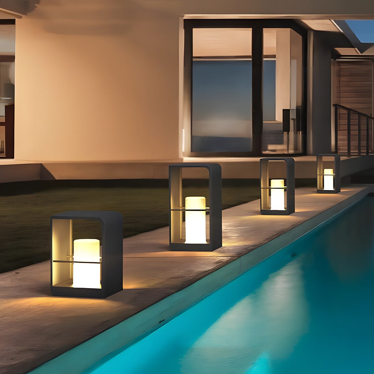 Outdoor Solar Powered Rectangular Floor Lamp for for Patio, Deck and Garden