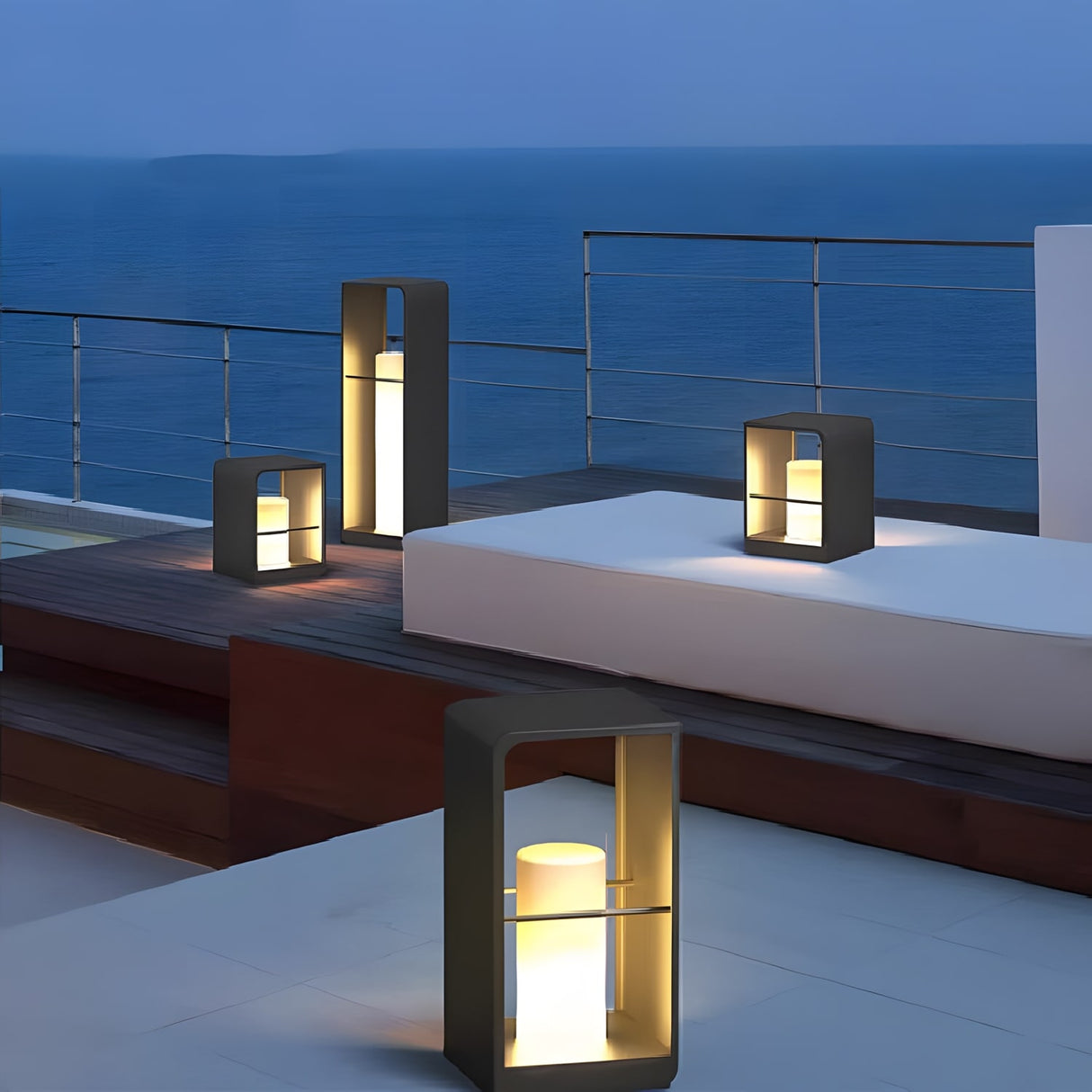 Outdoor Solar Powered Rectangular Floor Lamp for for Patio, Deck and Garden