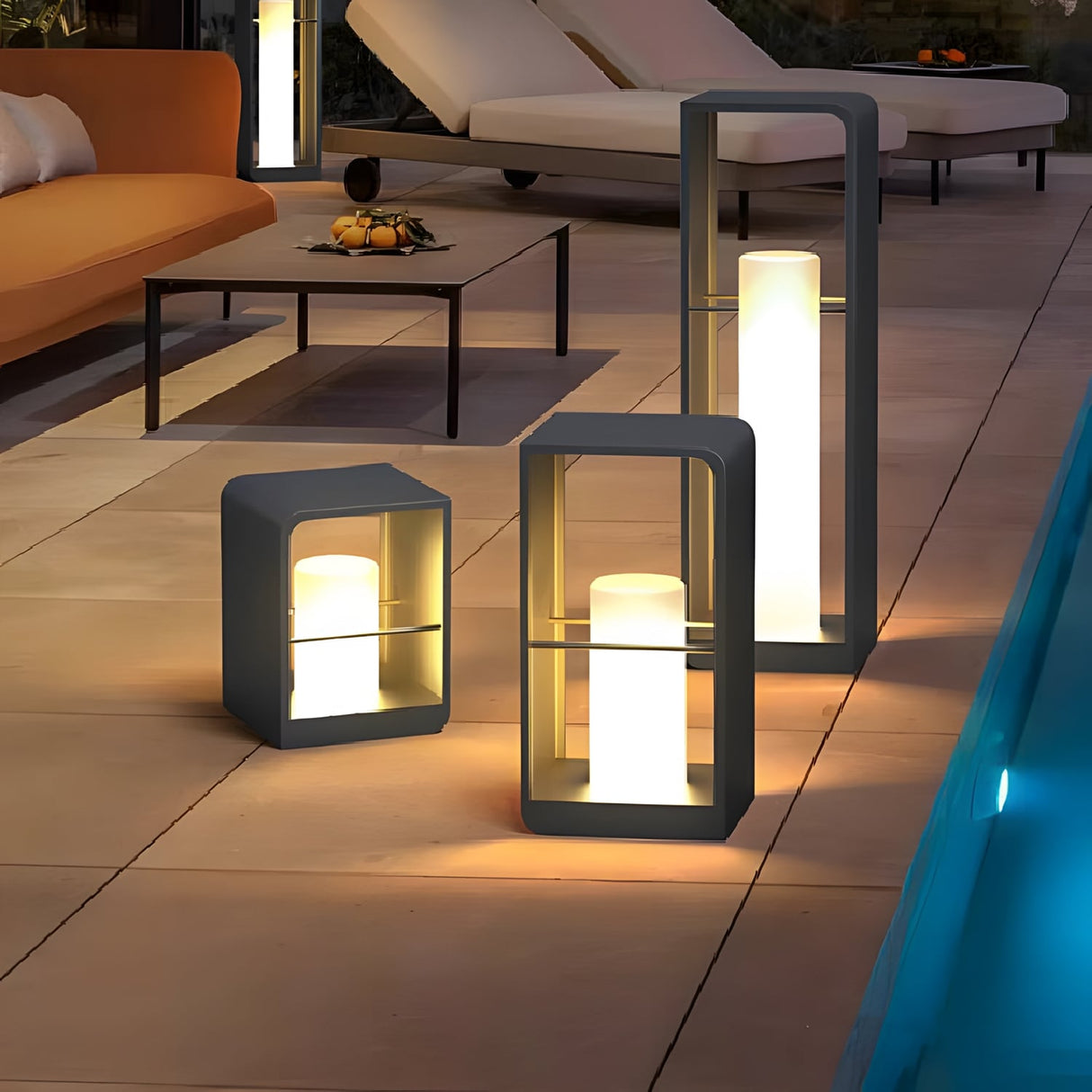 Outdoor Solar Powered Rectangular Floor Lamp for for Patio, Deck and Garden