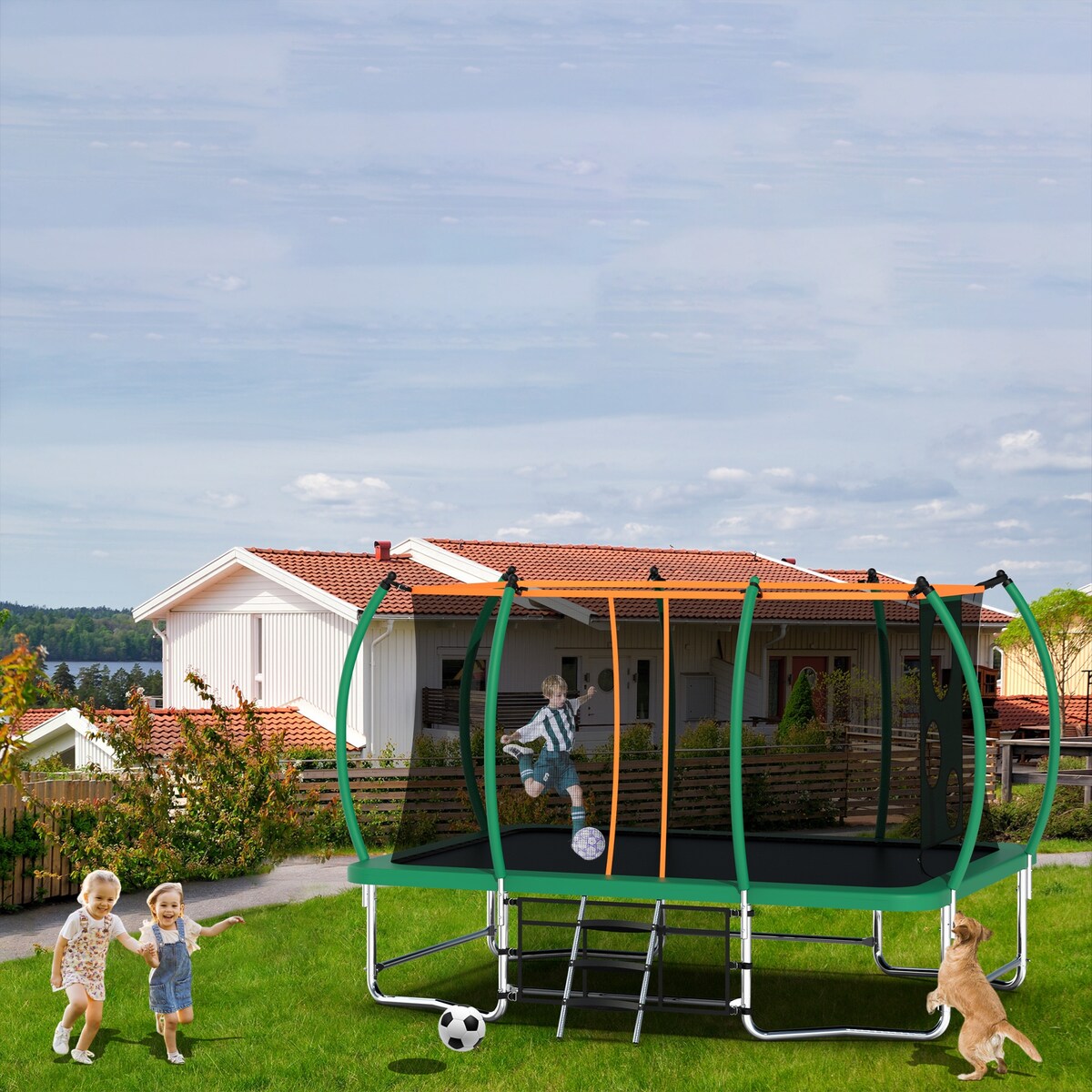 Outdoor Square Trampolines for Kids Adults Long Rectangular Tumbling Trampoline