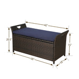 Outdoor Storage Bench Rattan Style Deck Box w/Cushion