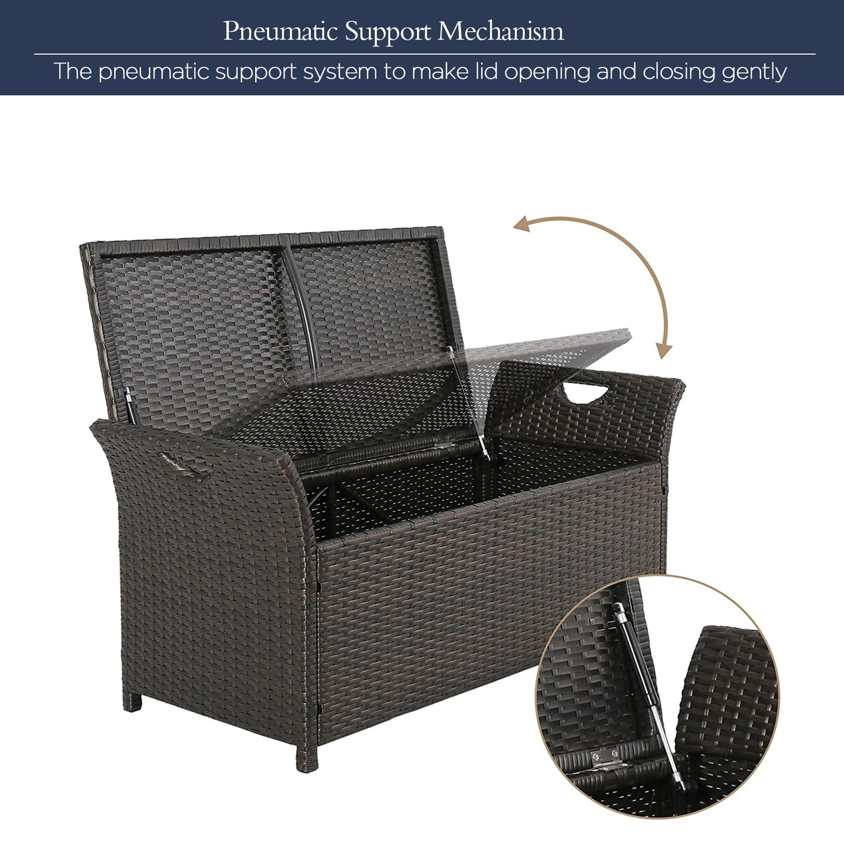 Outdoor Storage Bench Rattan Style Deck Box w/Cushion