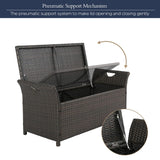 Outdoor Storage Bench Rattan Style Deck Box w/Cushion
