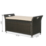 Outdoor Storage Bench Rattan Style Deck Box w/Cushion