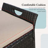 Outdoor Storage Bench Rattan Style Deck Box w/Cushion