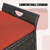 Outdoor Storage Bench Rattan Style Deck Box w/Cushion