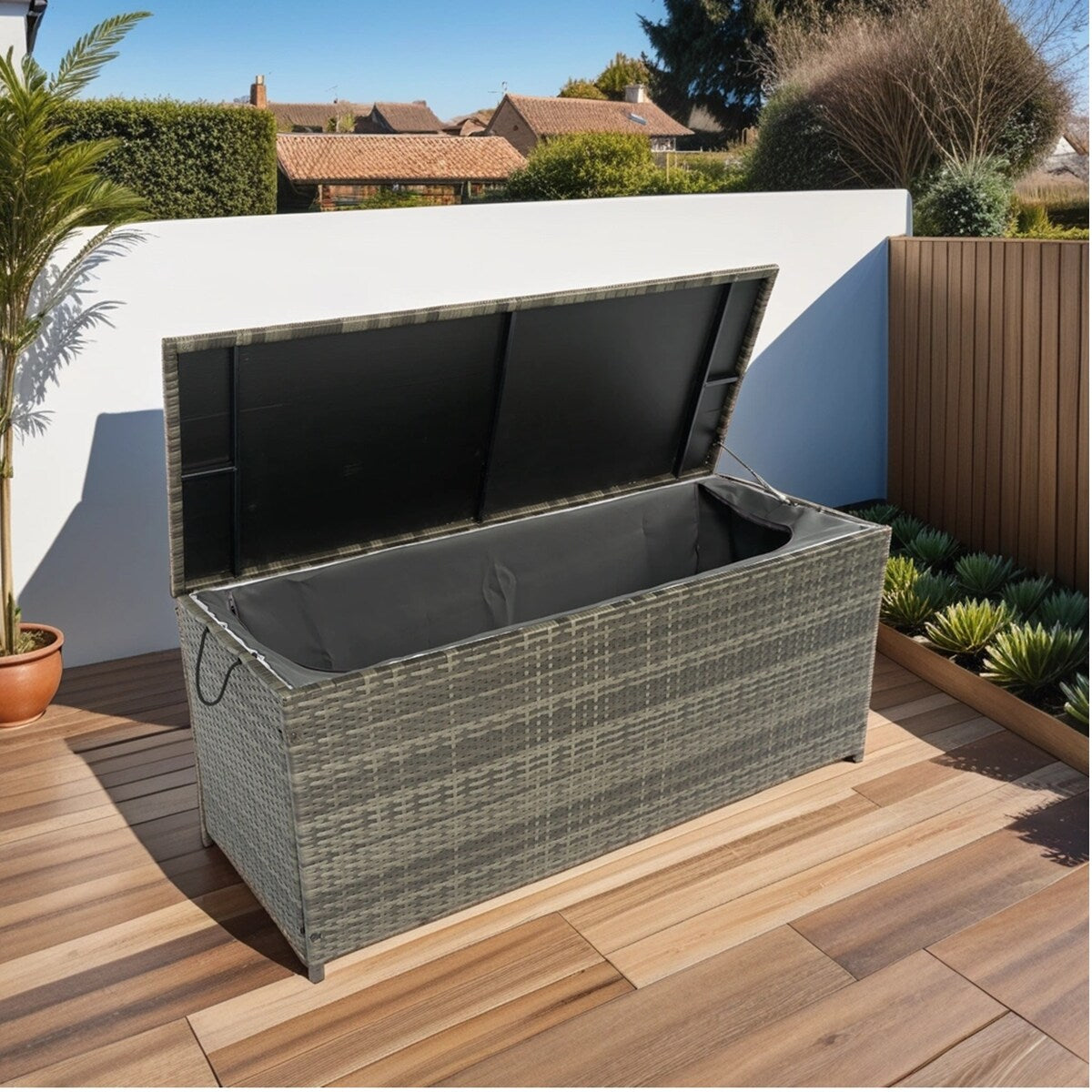 Outdoor Storage Box 113 Gallon Wicker Patio Deck Boxes
