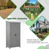 Outdoor Storage Cabinet and Metal Top,Garden Storage Shed,Outdoor Wood Tall Shed