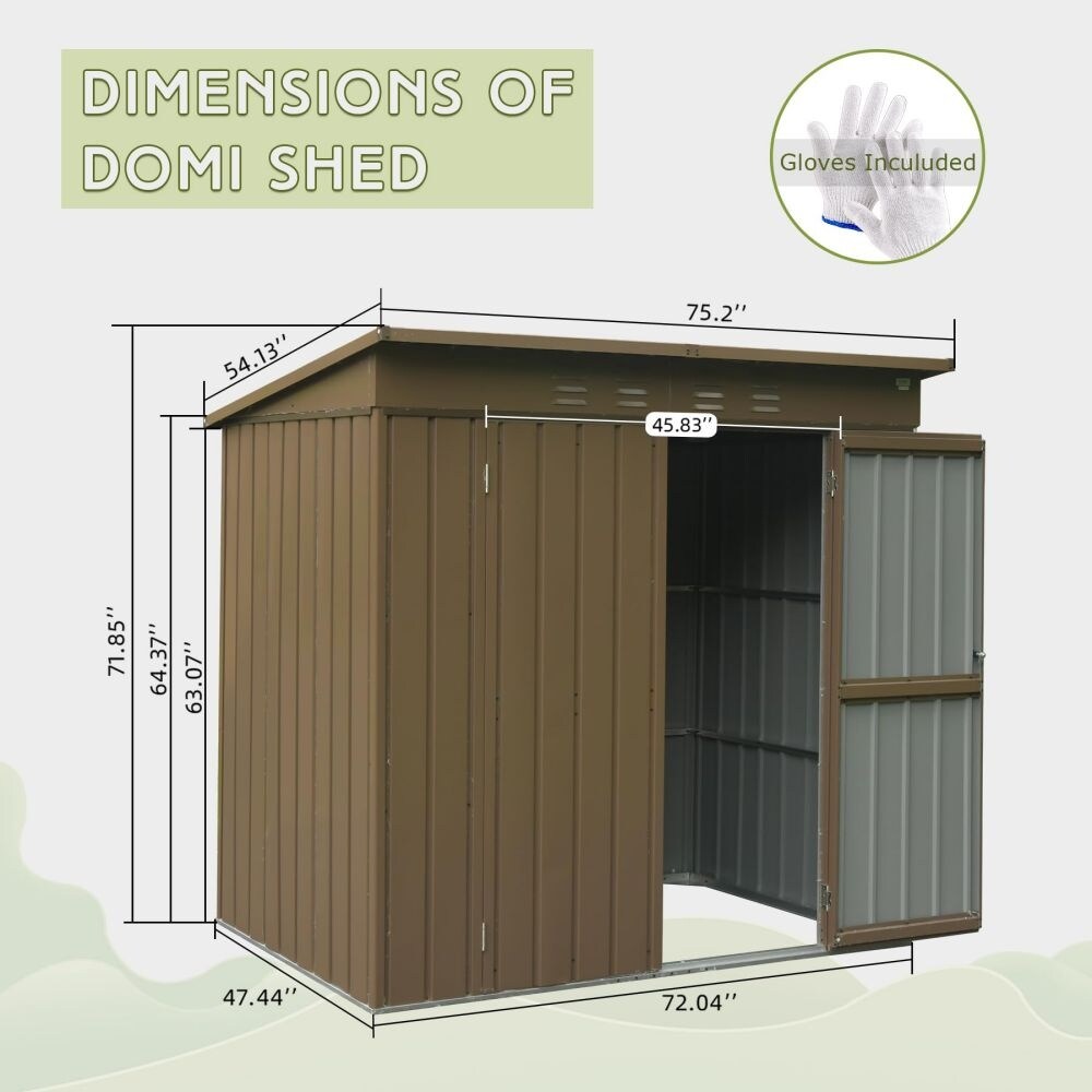 Outdoor Storage Shed , Metal Tool Sheds Storage House with Lockable Double Door