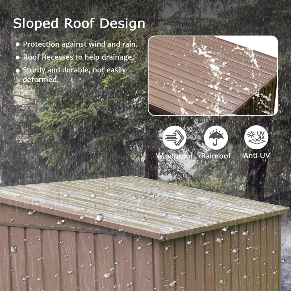 Outdoor Storage Shed , Metal Tool Sheds Storage House with Lockable Double Door