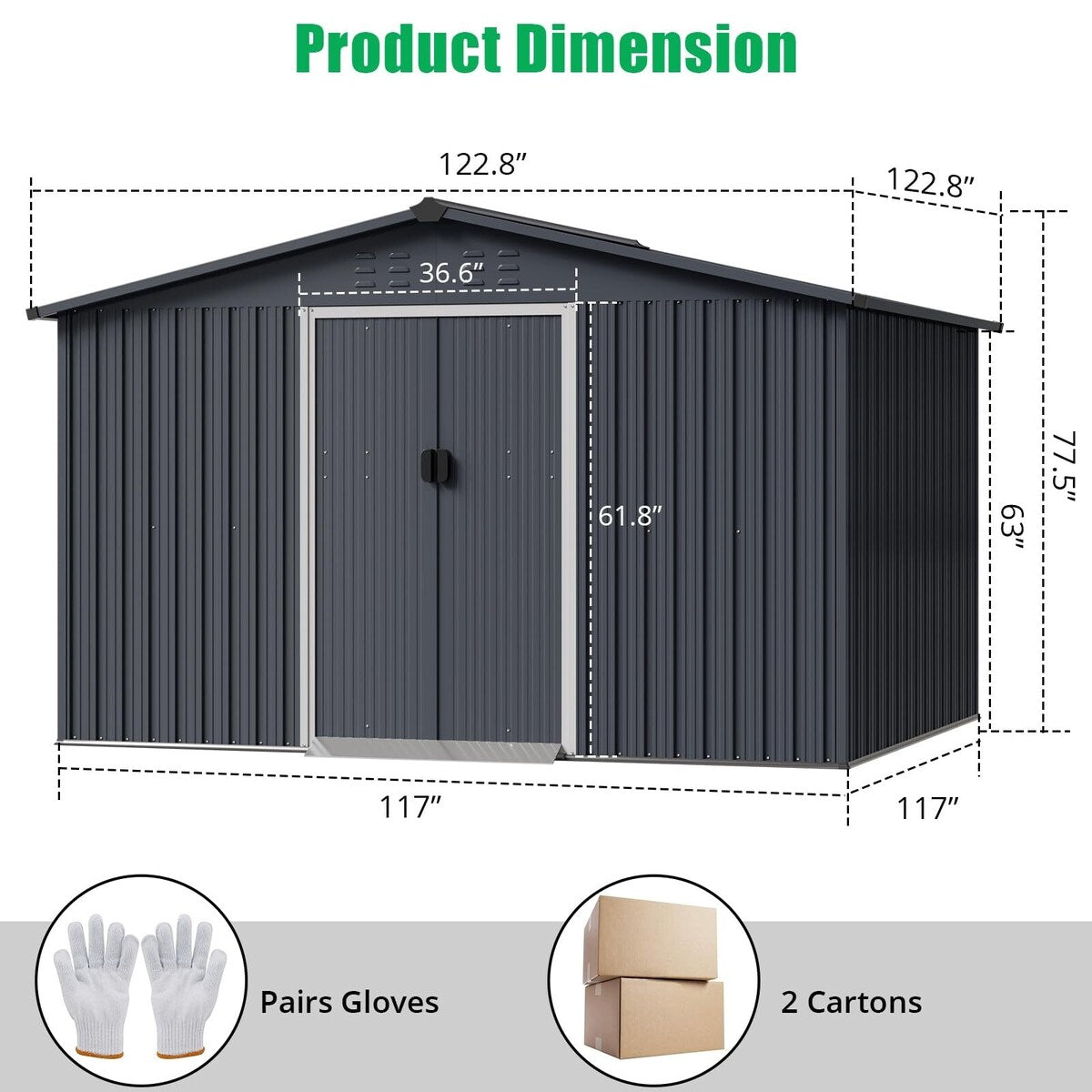 Outdoor Storage Shed, with Sloped Roof & Lockable Door