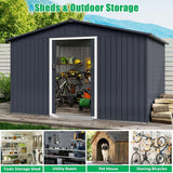 Outdoor Storage Shed, with Sloped Roof & Lockable Door