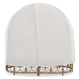 Outdoor Sunbed with Colorful Pillows,with Curtain,Natural Wicker - 59.8"*57.1"*33.5"