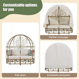 Outdoor Sunbed with Colorful Pillows,with Curtain,Natural Wicker - 59.8"*57.1"*33.5"