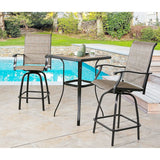 Outdoor Swivel Bar Stools Patio Sling Bar Chairs Padded with Quick Dry Foam, Set of 2