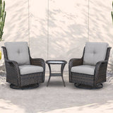 Outdoor Swivel Rocker Wicker Patio Chairs Set of 3