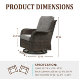 Outdoor Swivel Rocker Wicker Patio Chairs Set of 3