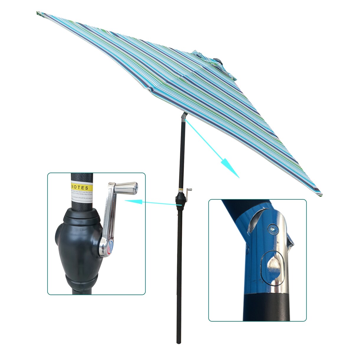 Outdoor Umbrella,Outdoor Canopy for Patio,Metal Fram, Blue Stripes