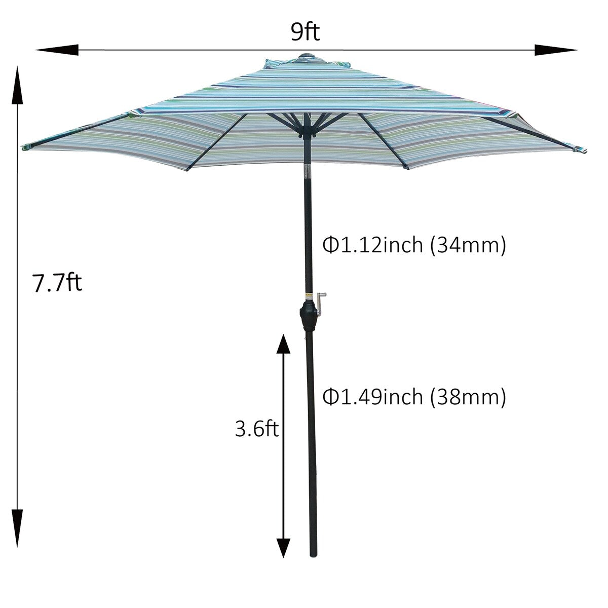 Outdoor Umbrella,Outdoor Canopy for Patio,Metal Fram, Blue Stripes