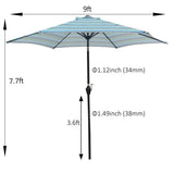 Outdoor Umbrella,Outdoor Canopy for Patio,Metal Fram, Blue Stripes