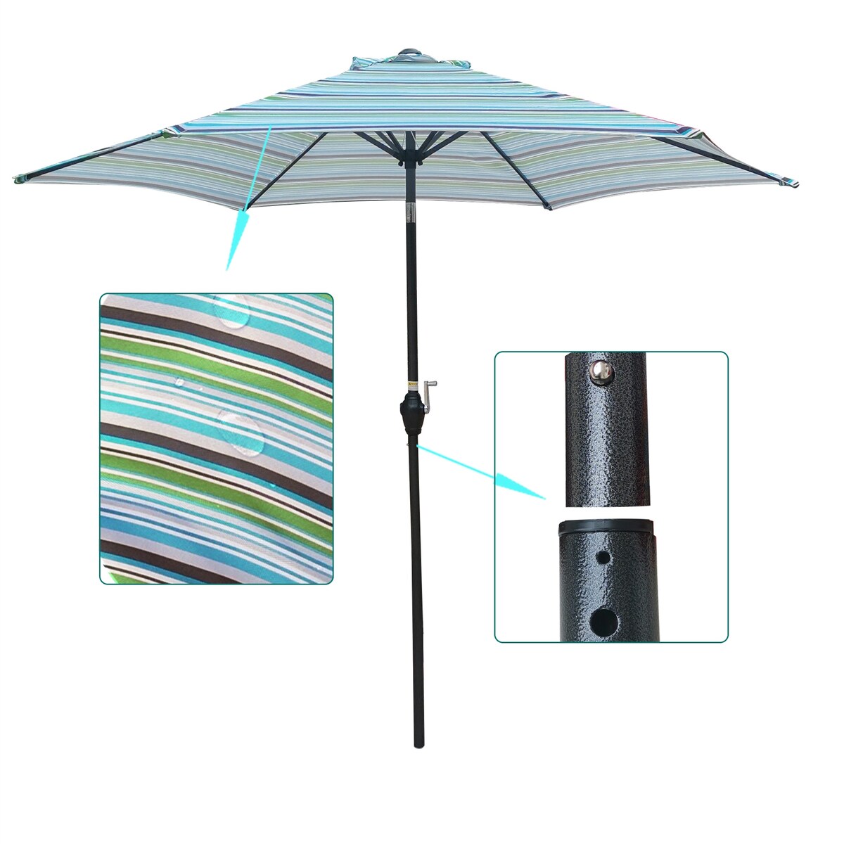Outdoor Umbrella,Outdoor Canopy for Patio,Metal Fram, Blue Stripes