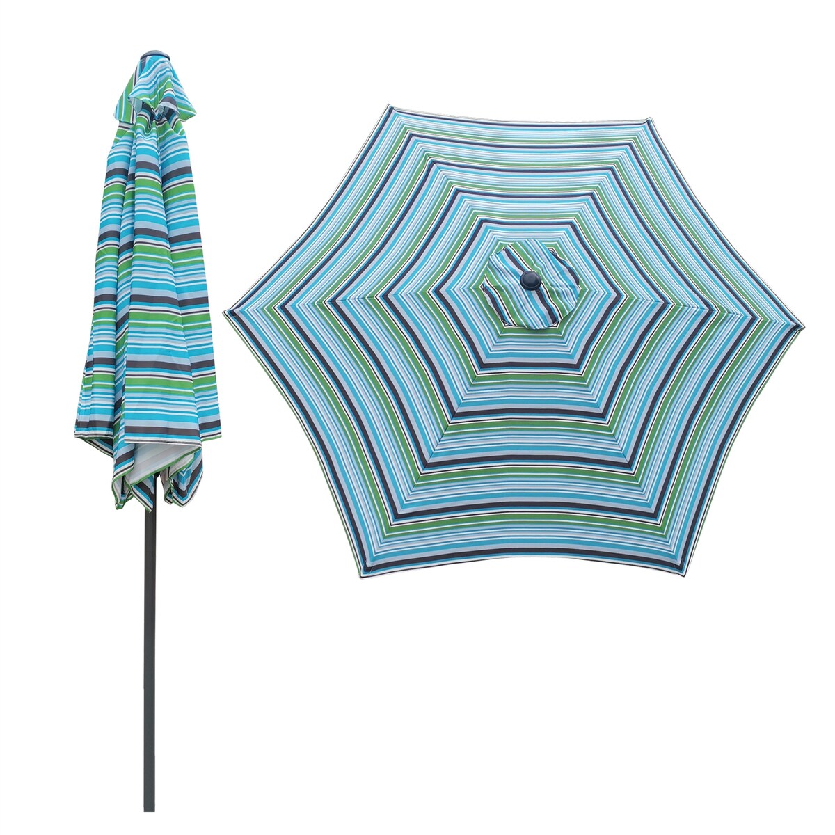 Outdoor Umbrella,Outdoor Canopy for Patio,Metal Fram, Blue Stripes
