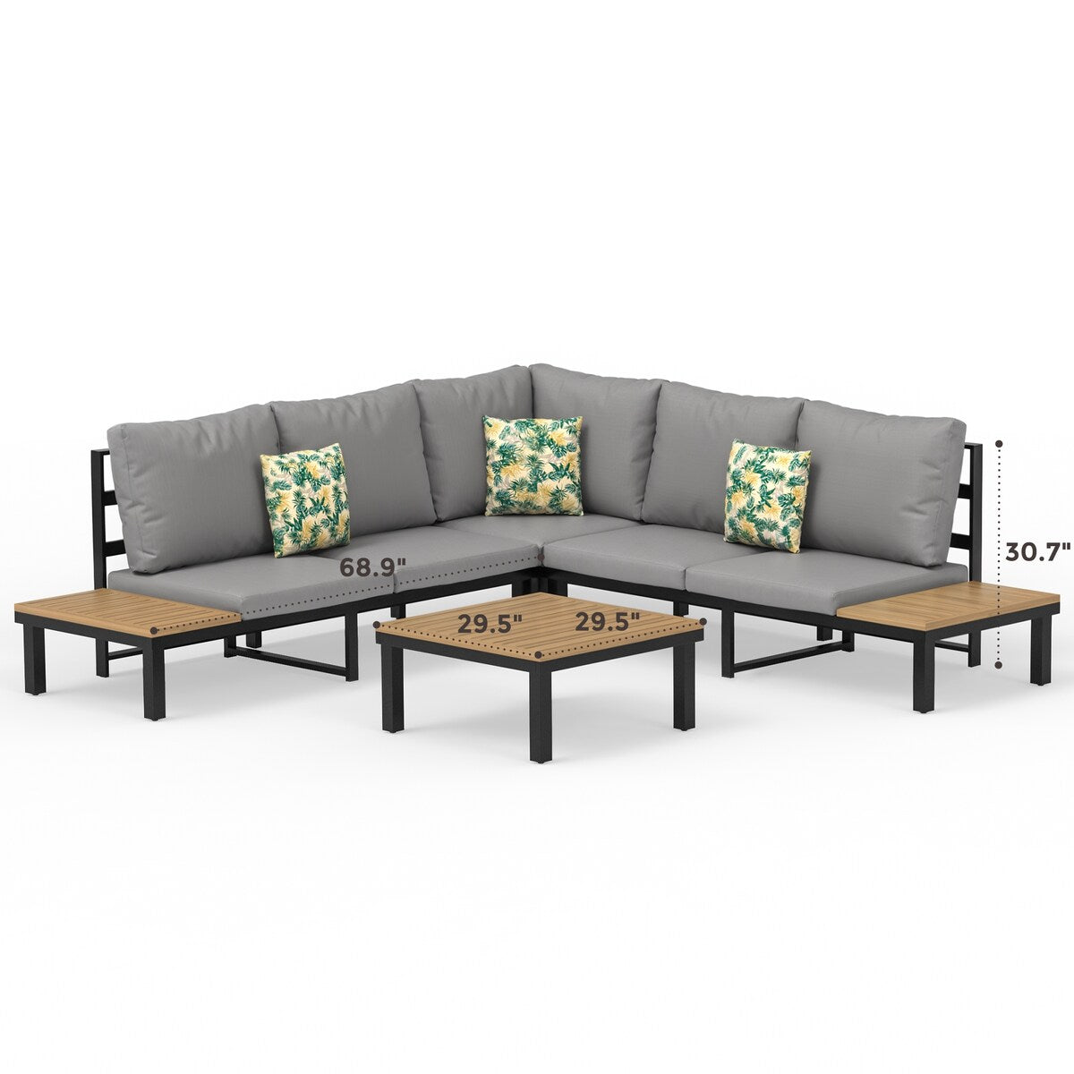 Outdoor Patio Furniture L-Shaped 4-Piece Sectional Sofa Set