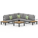 Outdoor Patio Furniture L-Shaped 4-Piece Sectional Sofa Set