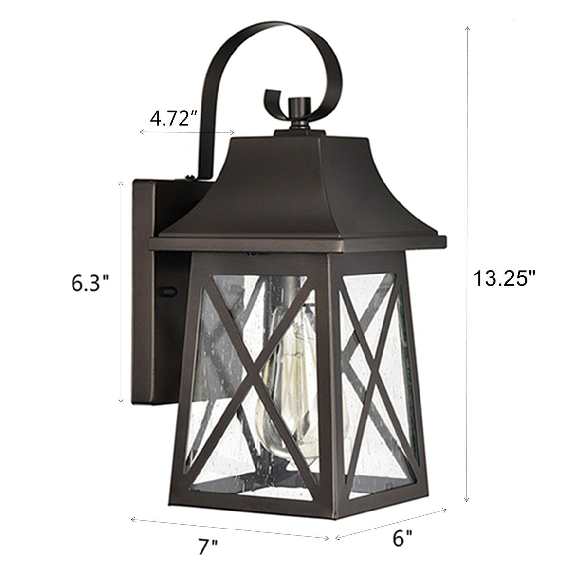 Outdoor Wall Lamp, Waterproof Old-fashioned Wall Lamp with Seed Glass(set of 2) - 7*6*13