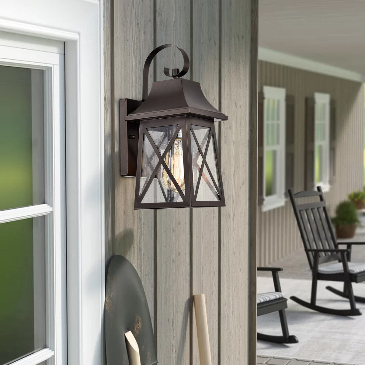 Outdoor Wall Lamp, Waterproof Old-fashioned Wall Lamp with Seed Glass(set of 2) - 7*6*13