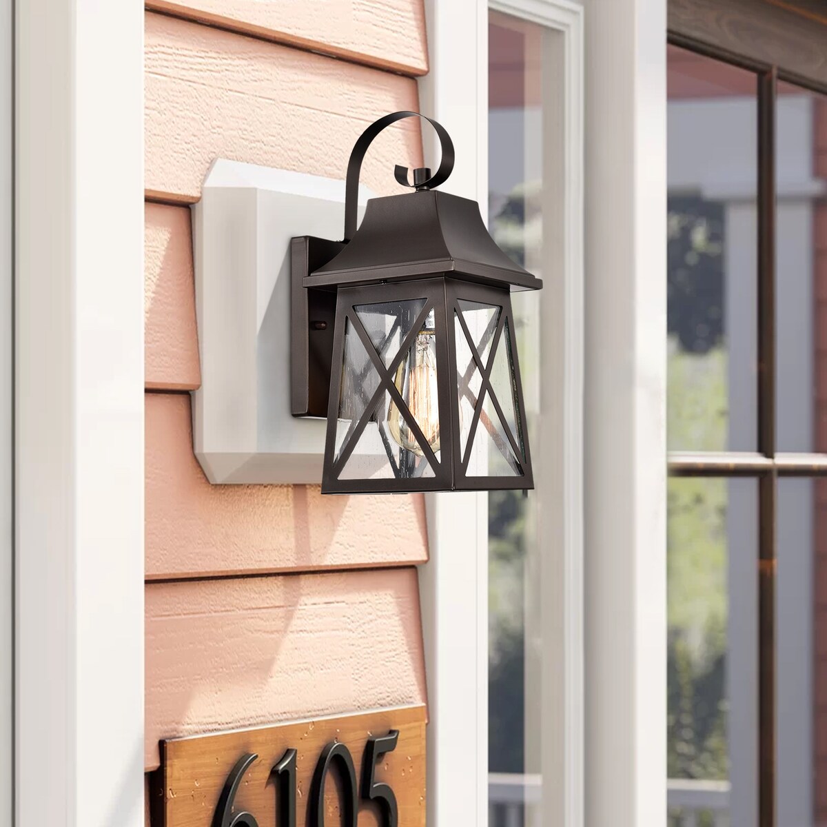Outdoor Wall Lamp, Waterproof Old-fashioned Wall Lamp with Seed Glass(set of 2) - 7*6*13