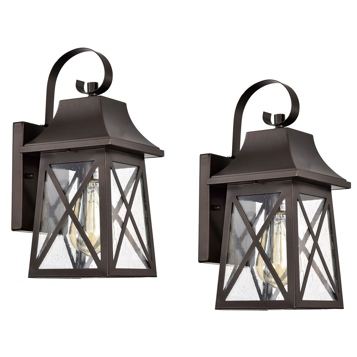 Outdoor Wall Lamp, Waterproof Old-fashioned Wall Lamp with Seed Glass(set of 2) - 7*6*13