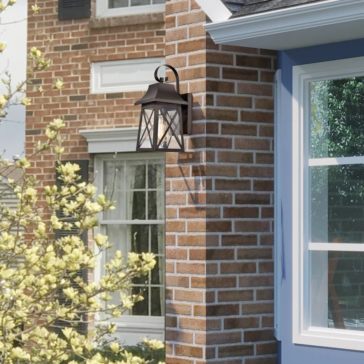 Outdoor Wall Lamp, Waterproof Old-fashioned Wall Lamp with Seed Glass(set of 2) - 7*6*13