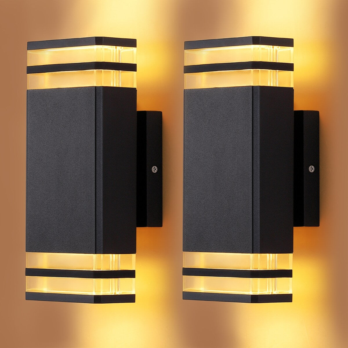 Outdoor Wall Lights 2Pack, Integrated LED Wall Sconce, Aluminum IP65 Waterproof