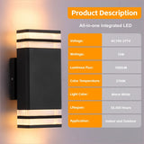 Outdoor Wall Lights 2Pack, Integrated LED Wall Sconce, Aluminum IP65 Waterproof