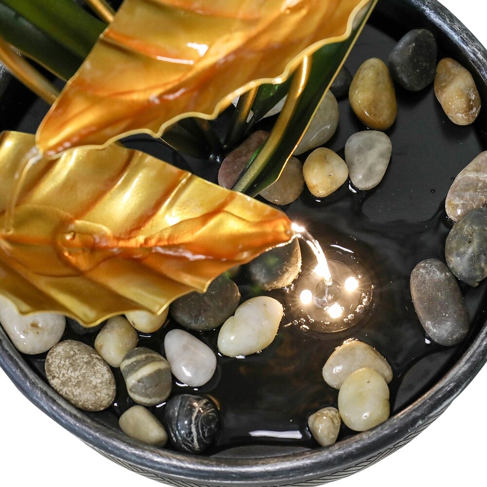 Outdoor Water Fountain 6Tier Golden Leaf Relaxation Fountain Waterfall