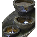 Outdoor Water Fountain w/Light Modern Curved Water Feature for Home