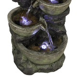 Outdoor Water Fountain with LED Light Tiered Rock Waterfalls Fountain