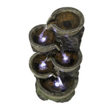Outdoor Water Fountain with LED Light Tiered Rock Waterfalls Fountain